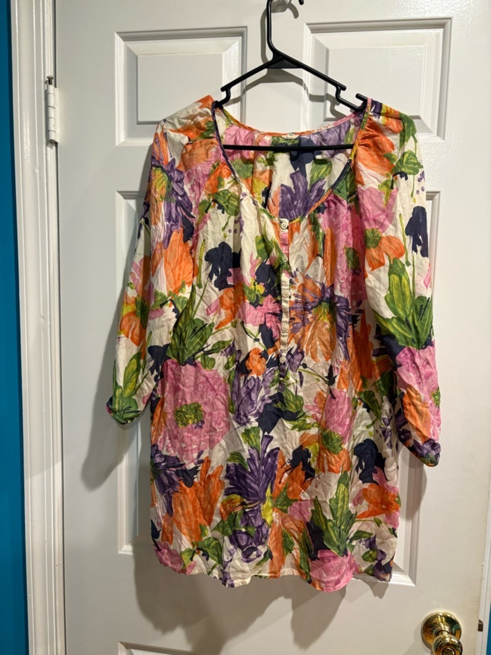 J.Crew silk floral top blouse tunic sz M cottagecore boho